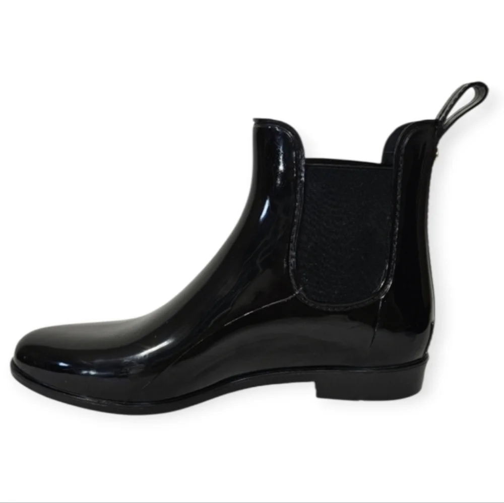 Sam Edelman Tinsley Waterproof Chelsea Rain Boots Black Gloss Size 11